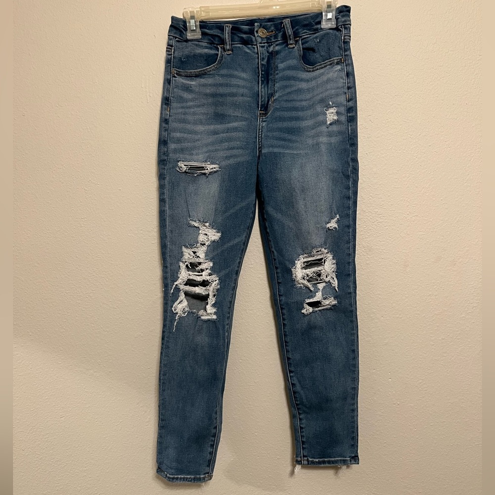 American Eagle next level stretch ripped jeans
